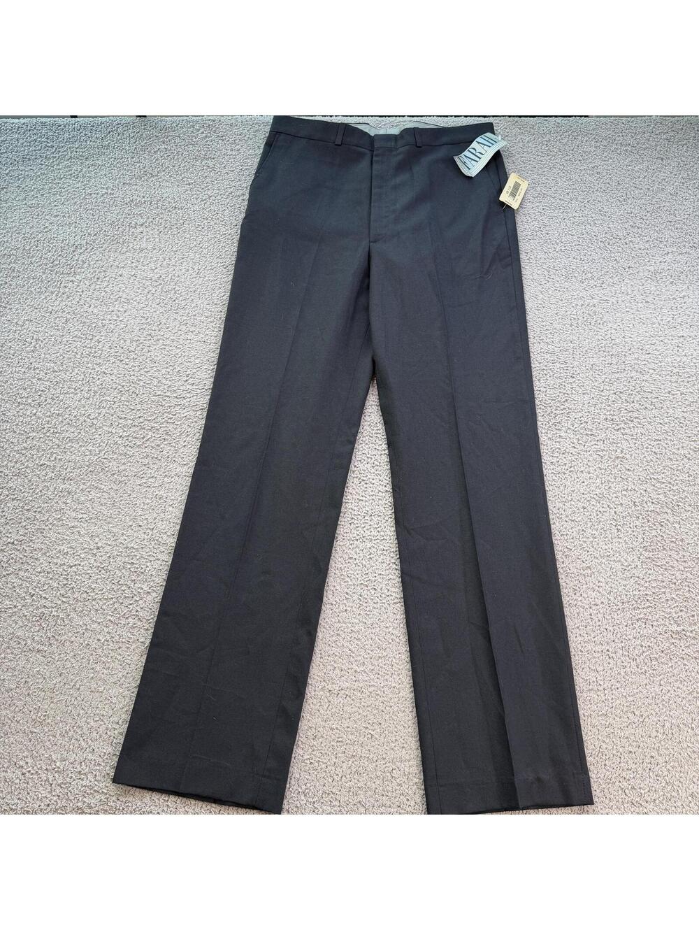 Vintage 80s NOS Farah Black Dress Slacks Trousers 36x34 Deadstock NWT Office